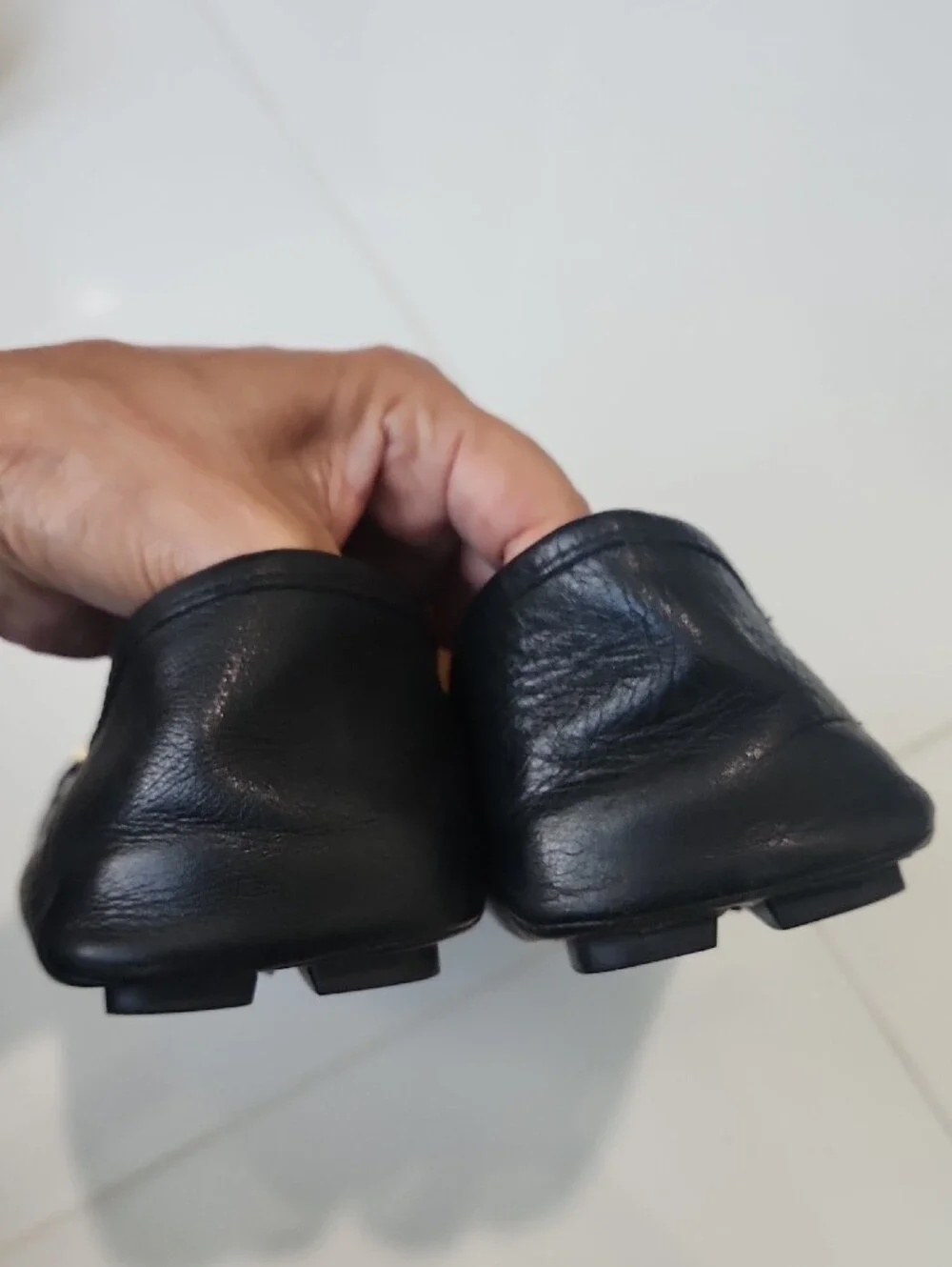 Gucci Black Leather Loafers with Green and Red Web & Gold Double G
